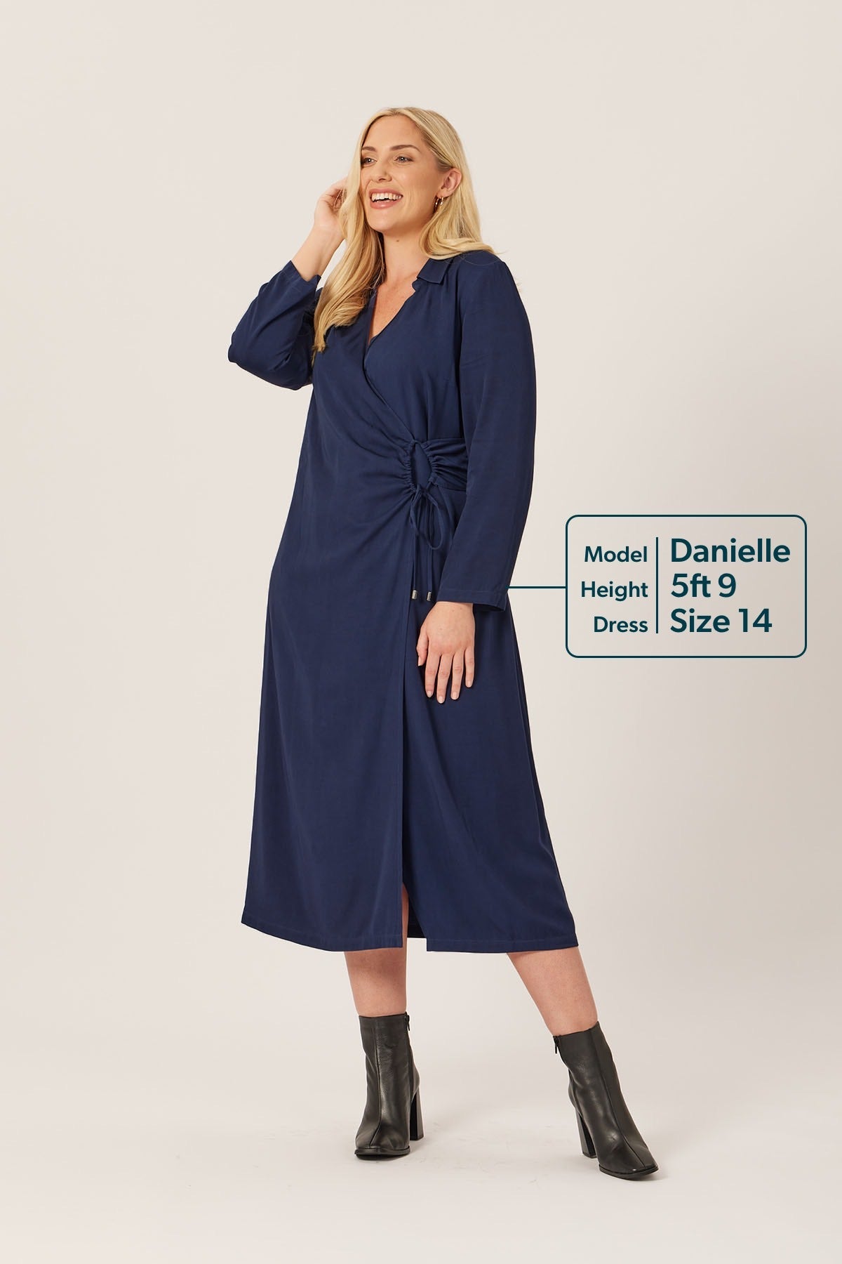 Christina - Wrap Midi Dress - Navy