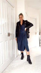 Christina - Wrap Midi Dress - Navy