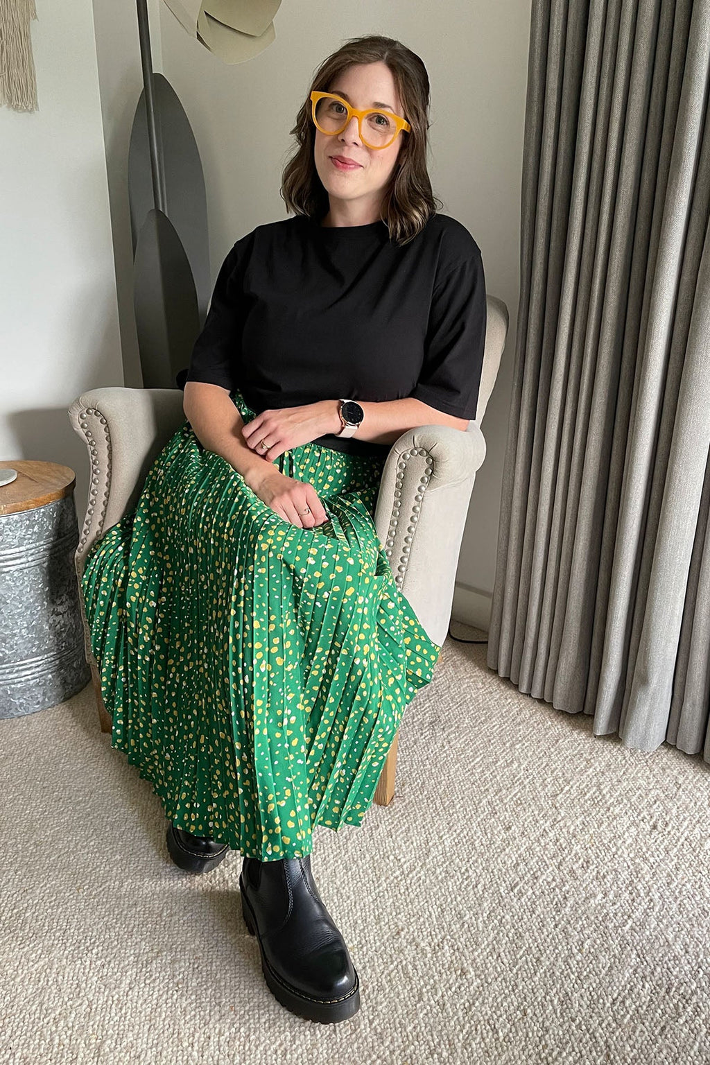 Gill - Pleated Skirt - Green Terrazzo