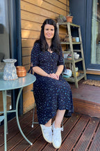 Alison - Ditsy Print Midi Dress - Black