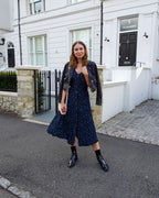 Alison - Ditsy Print Midi Dress - Black