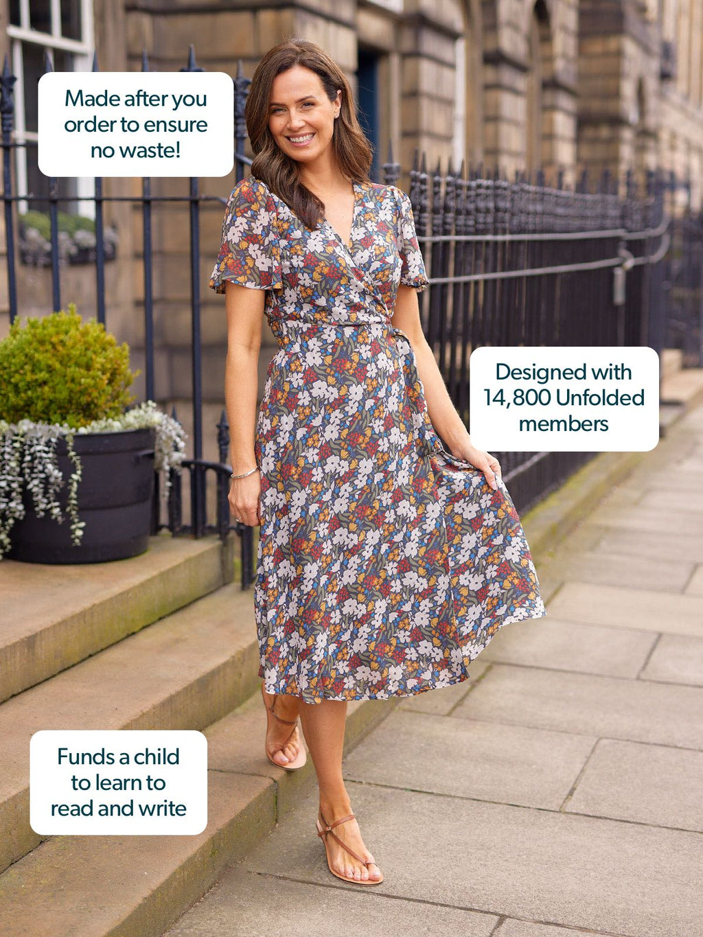 Dana Wrap Dress - Multi Painted Floral Print