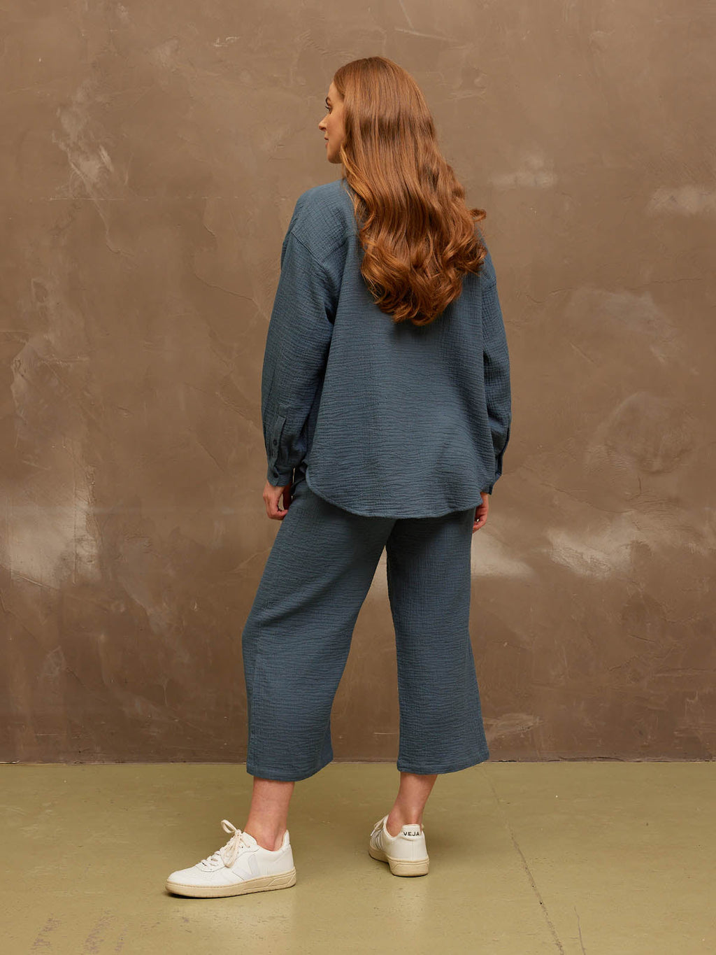 Deborah - Cotton Crinkle Shirt - Blue