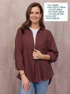 Deborah Oversized Cotton Crinkle Shirt - Brown