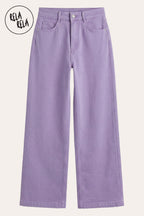 Viral Stretchy High-Waist Straight Wide Leg Jeans in Lilac