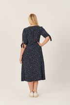 Alison - Ditsy Print Midi Dress - Black