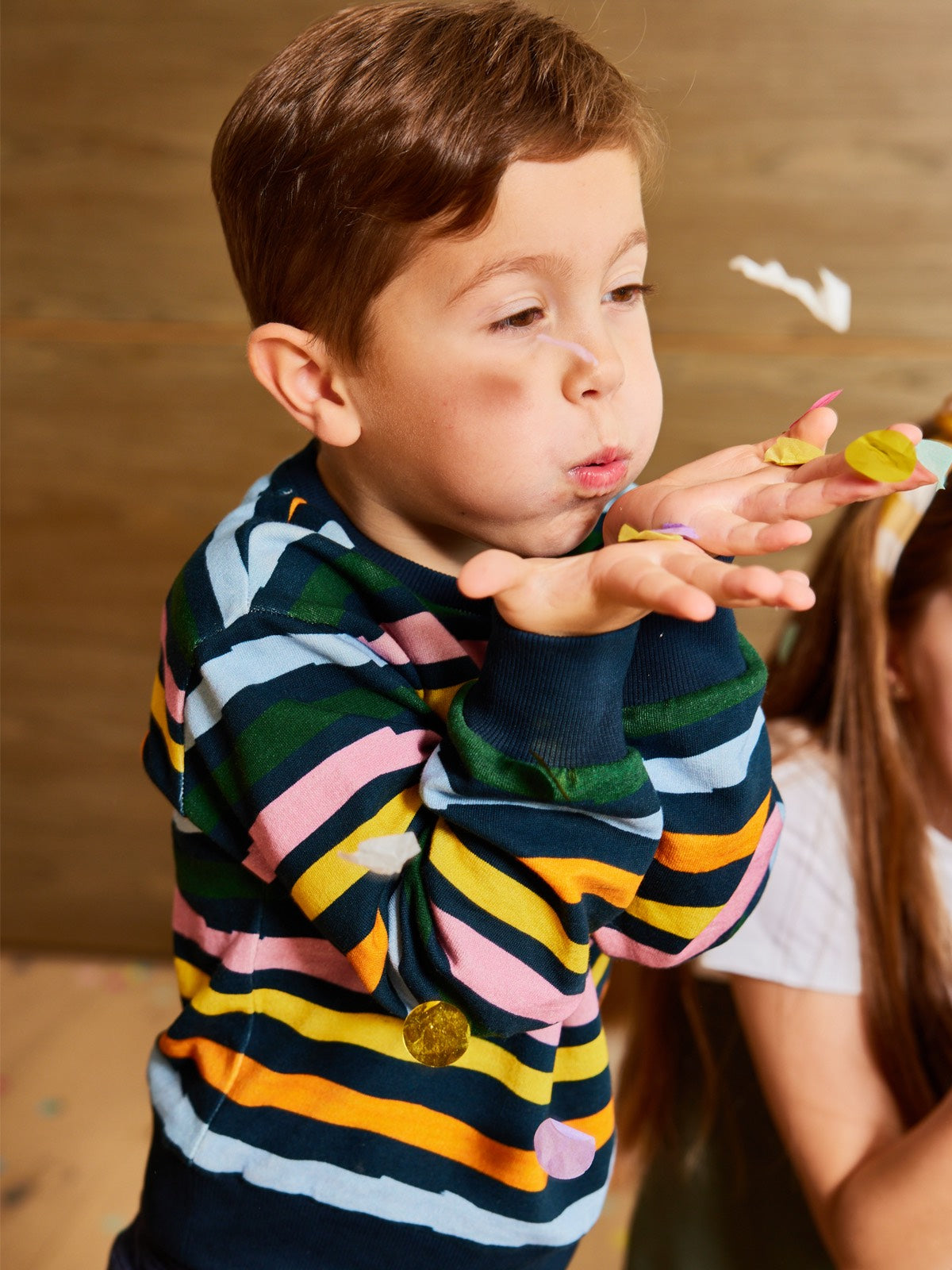 Elias - Kids Tracksuit Set - Navy Wave Stripe Print