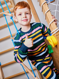 Elias - Kids Tracksuit Set - Navy Wave Stripe Print