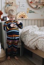 Elias - Kids Tracksuit Set - Navy Wave Stripe Print
