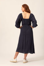 Emily - Square Neck Midi Dress - Blue