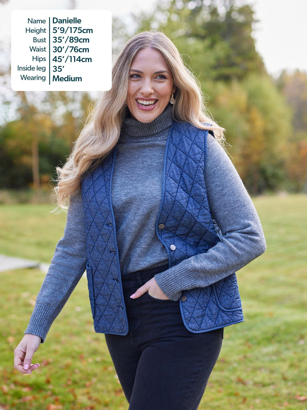 Eva - Quilted Gilet - Denim