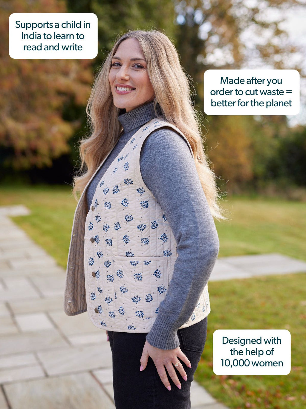 Eva - Quilted Gilet - Floral