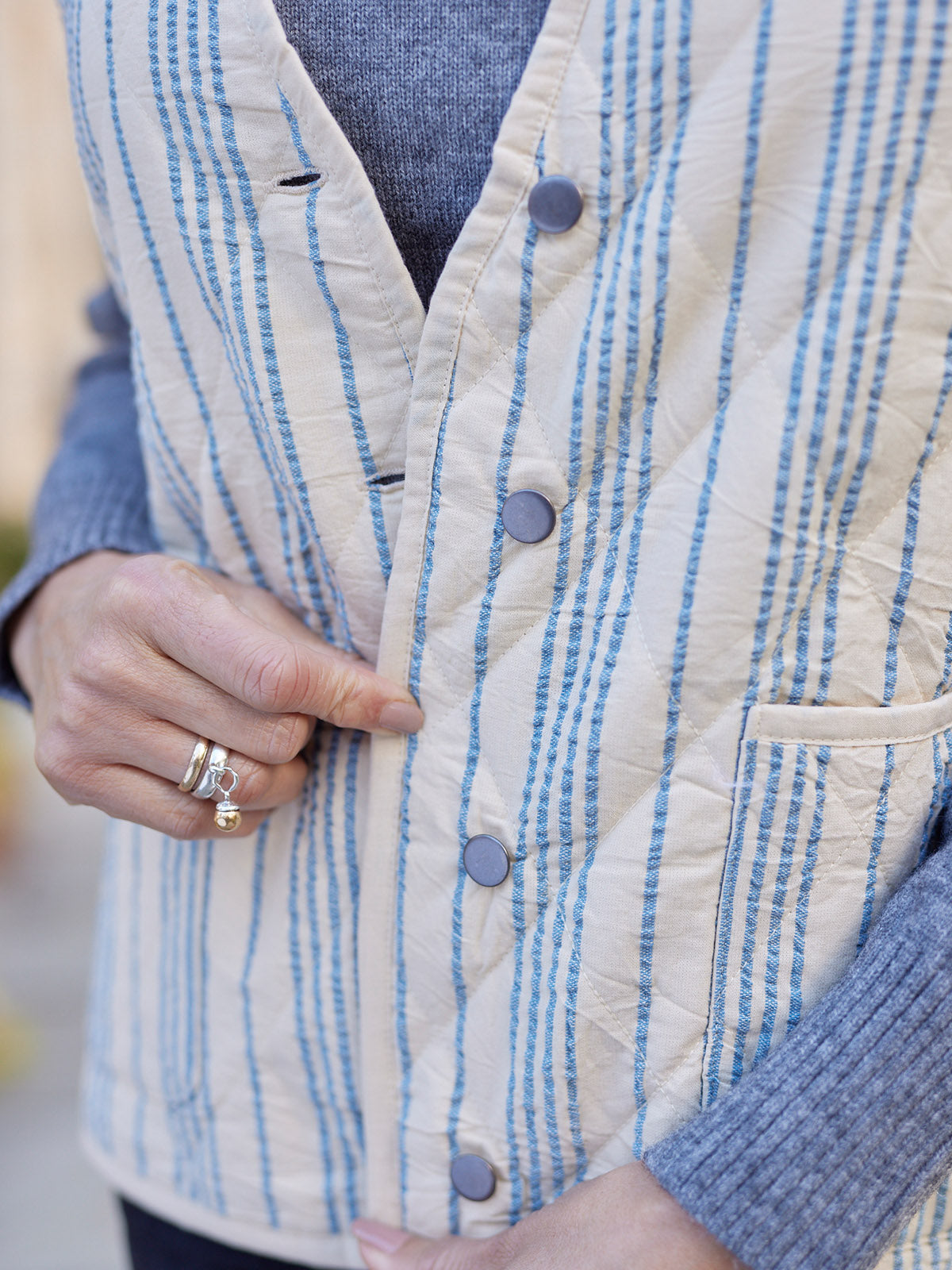 Eva - Quilted Gilet - Stripe