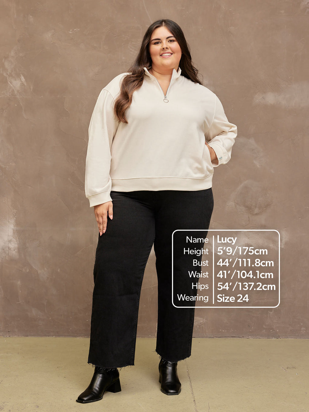 Evie - Zip Sweatshirt - Cream