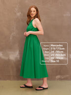 Faye - Gathered Bodice Midaxi Dress - Green