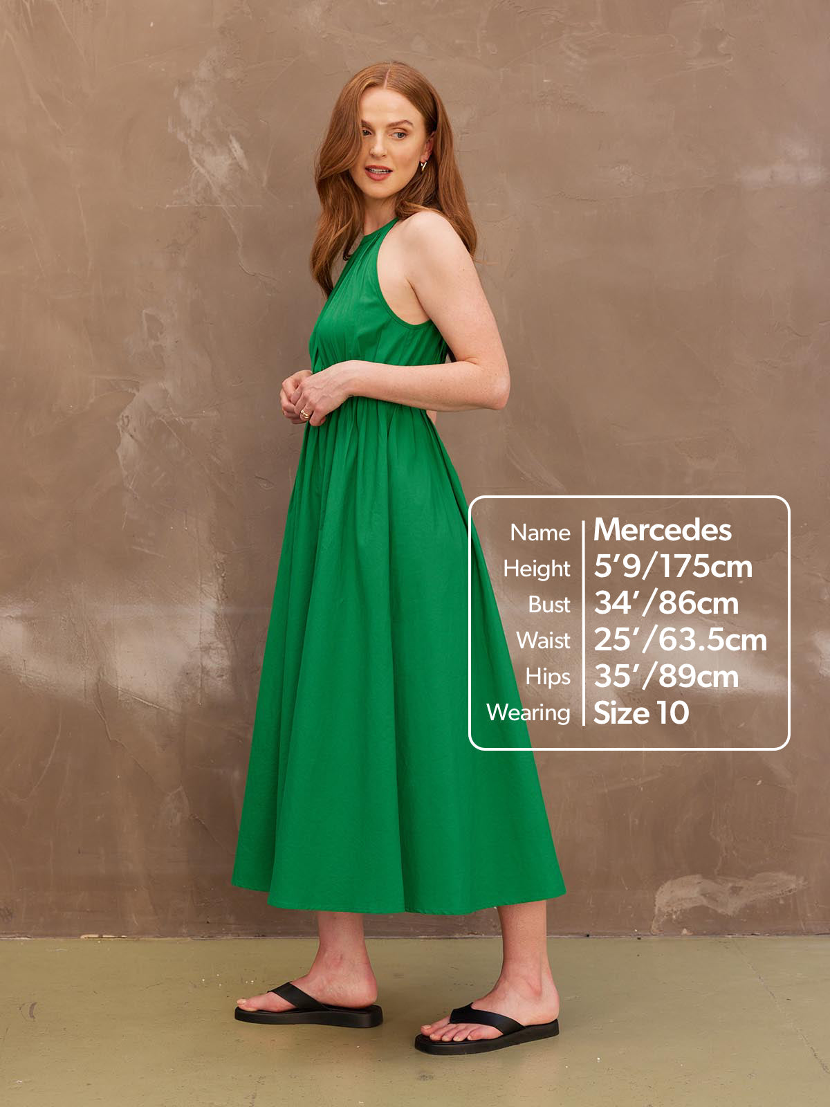 Faye - Gathered Bodice Midaxi Dress - Green