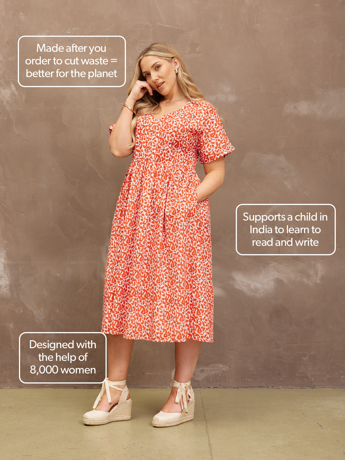 Fern Dress - Terracotta Print