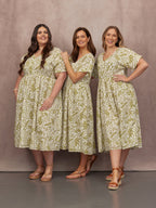 Fern Relaxed Dress - Ecru & Green Leaf Print