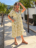 Fern Relaxed Dress - Ecru & Green Leaf Print