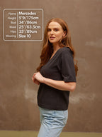 Freya - V Neck T Shirt - Black