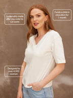 Freya - V Neck T Shirt - White