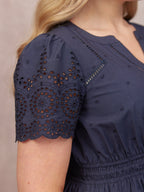 Georgie Cotton Summer Dress - Dark Navy