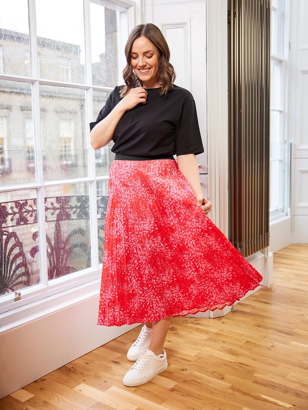 Gill - Pleated Skirt - Pink & Red