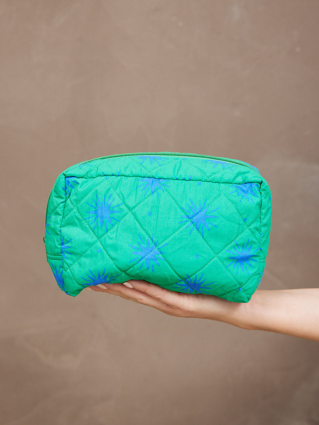Mabel Washbag - Green Star Print
