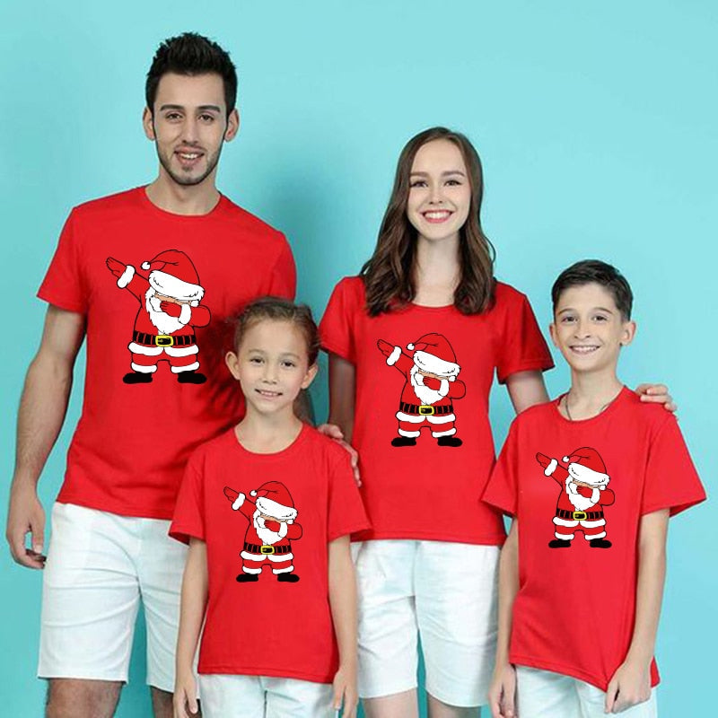 Matching Family Christmas Shirts Dabbing Santa