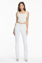 Adeline White Stitched Bootcut Jeans