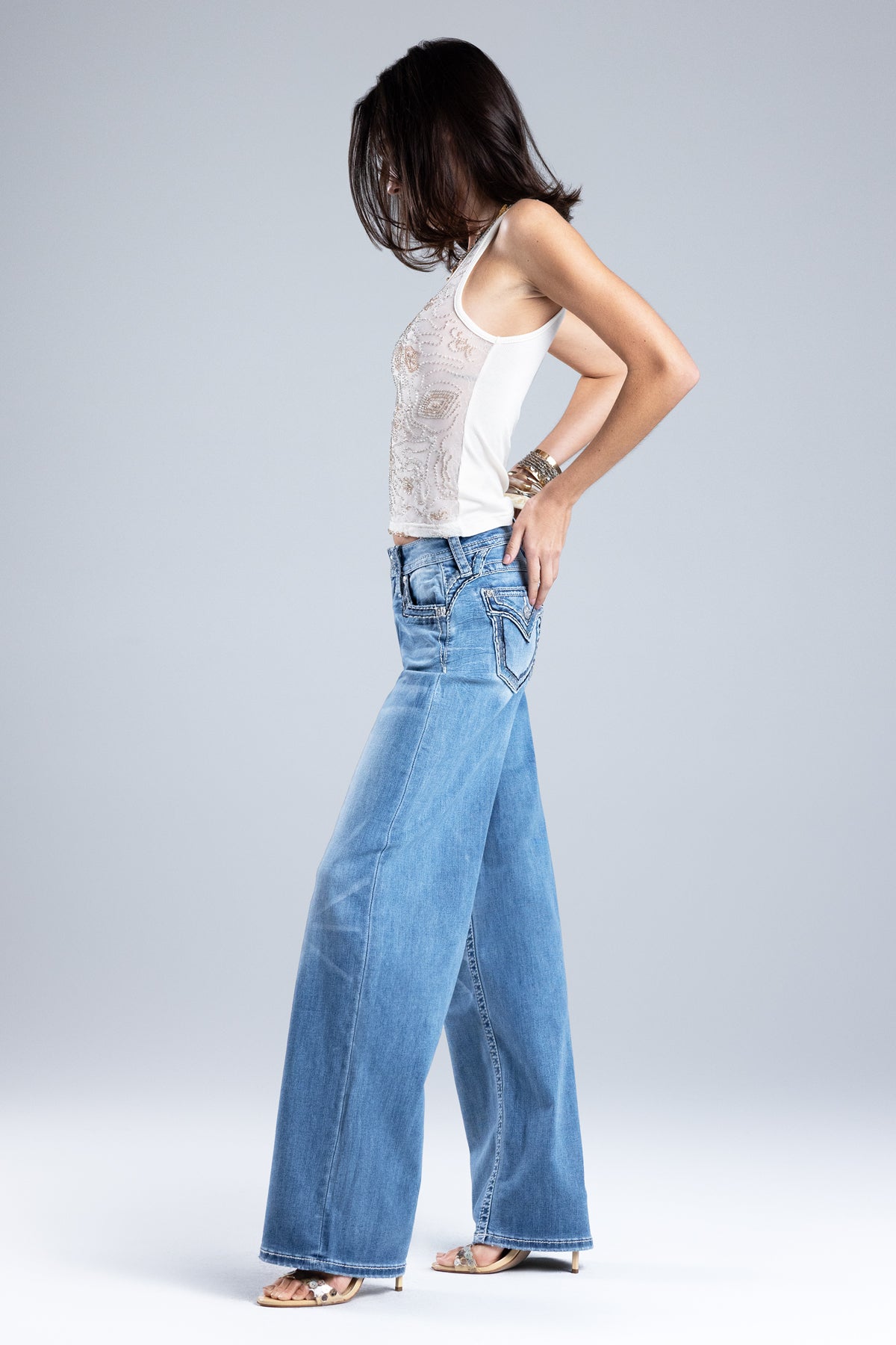 Naia Blu Stitched Wide Leg
