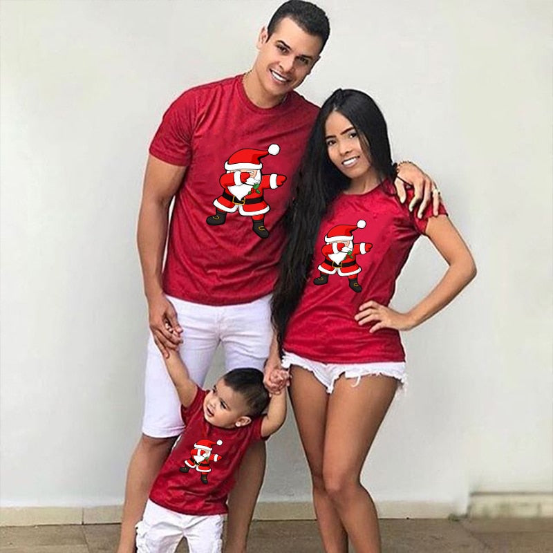 Matching Family Christmas Shirts Dabbing Santa