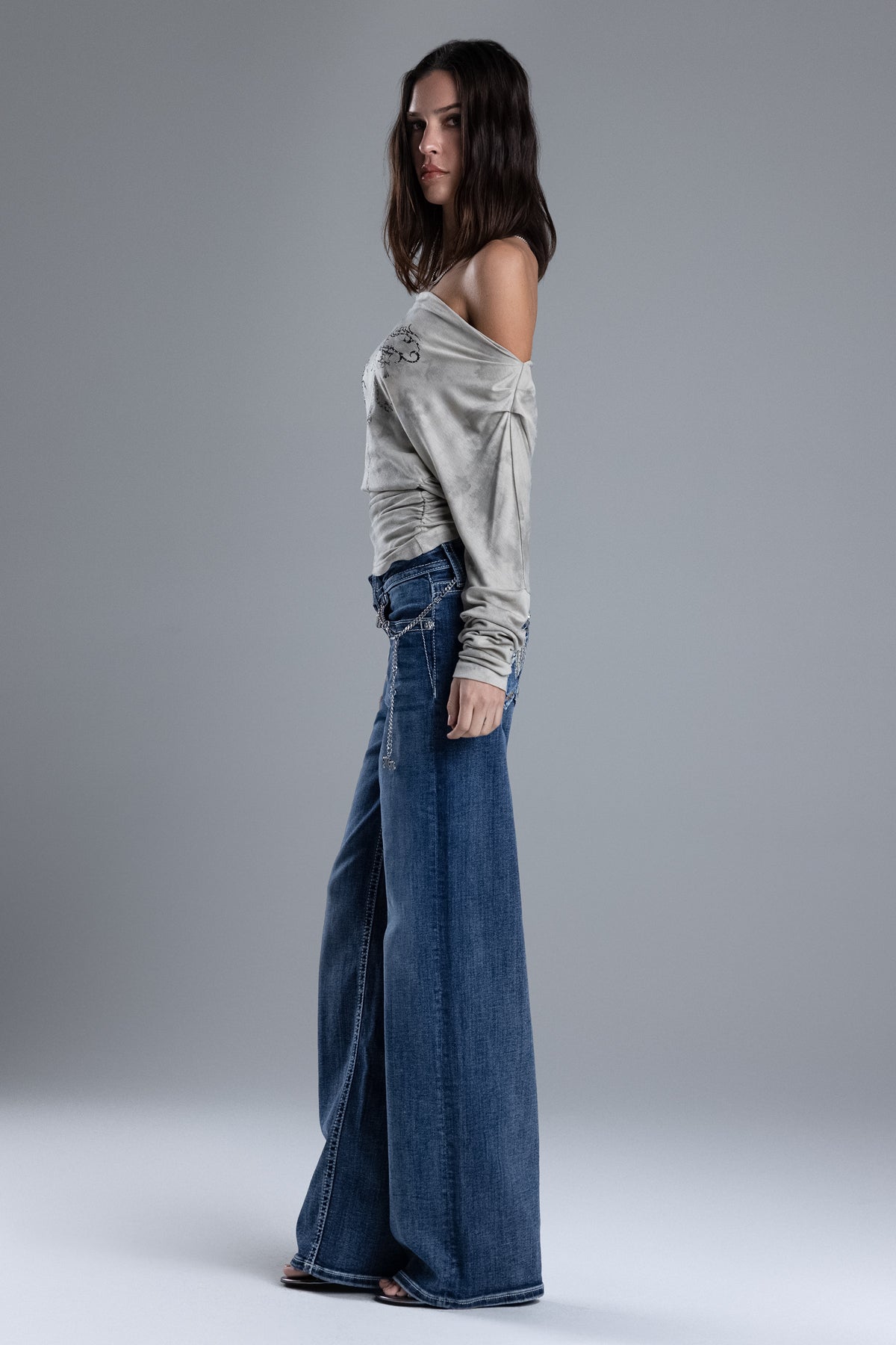 Maya Logo Wide Leg Jeans