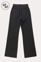 Tall Girl Friendly Button Detail Wide Leg Jeans in Charcoal