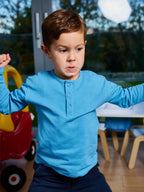 Harris - Kids Button Piqué T-Shirt - Blue