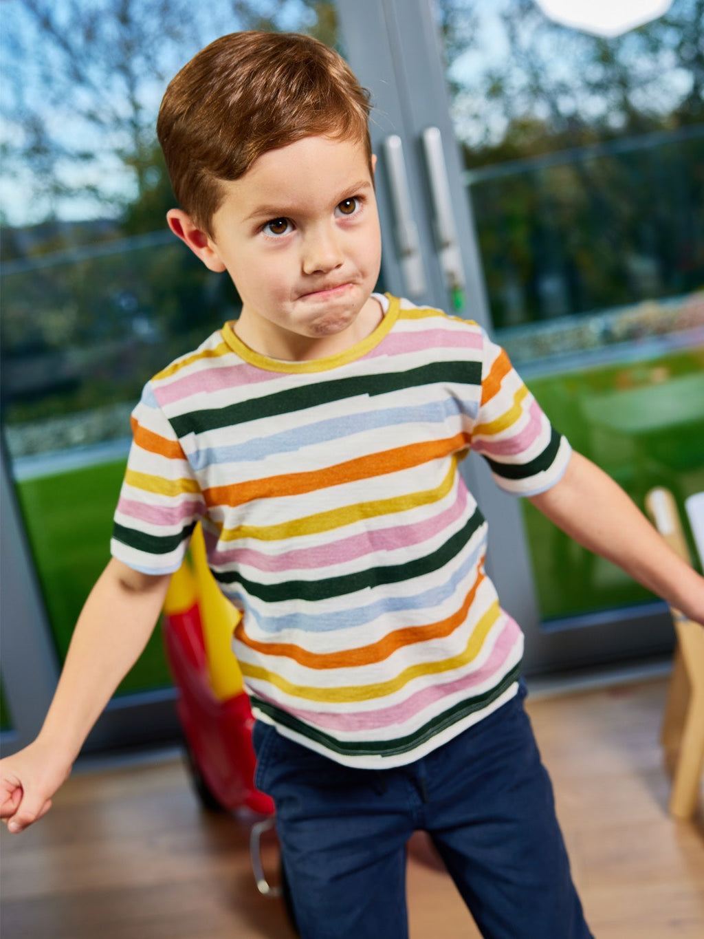 Hedy - Kids T-Shirt - White Wave Stripe Print