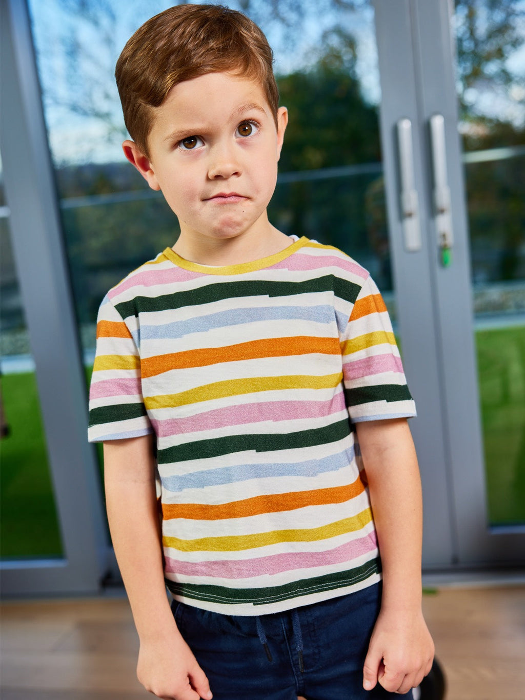 Hedy - Kids T-Shirt - White Wave Stripe Print