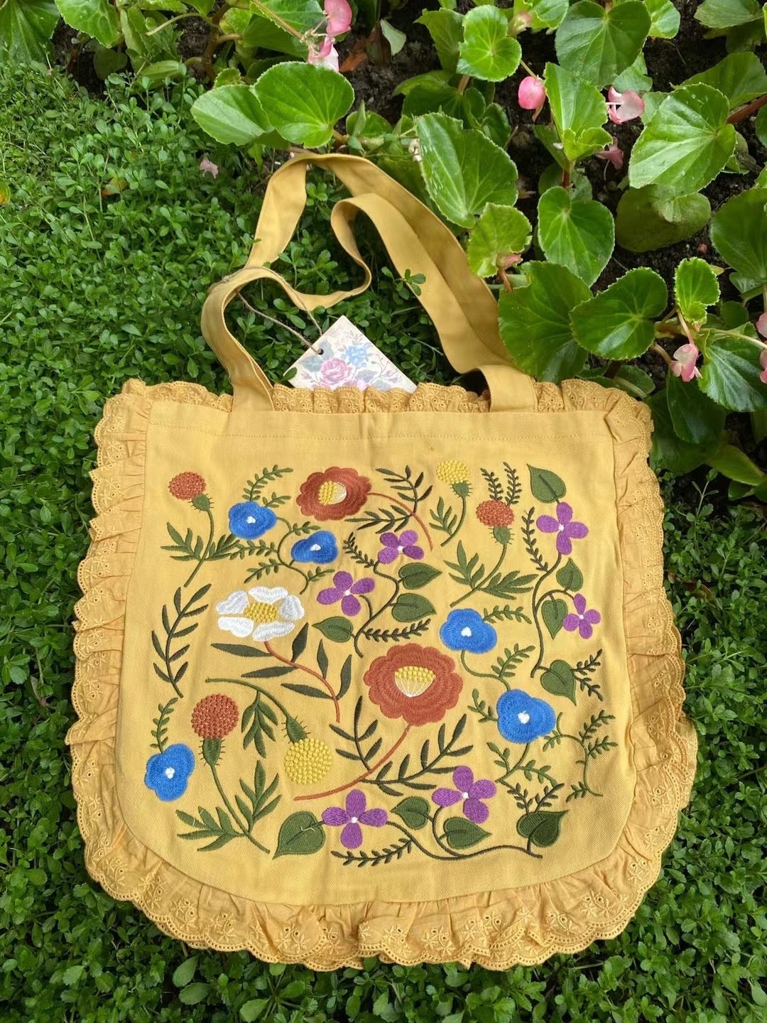 Cotton Floral Embroidered Bag