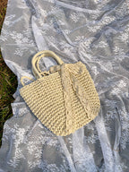 Handmade 2 Way Straw Bag With Lace Ribbon