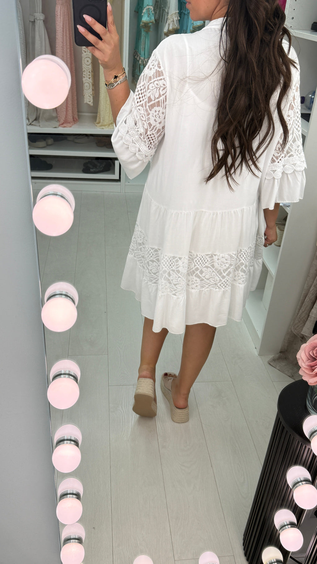 Rebecca Lace Embroidered Detail Smock Dress