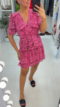 Simonna Rose print Shirred Waist Dress