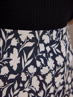 Isabelle Bias Cut Skirt - Monochrome Floral Print