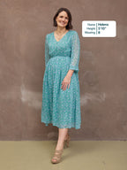 Isla Georgette Dress - Green Floral
