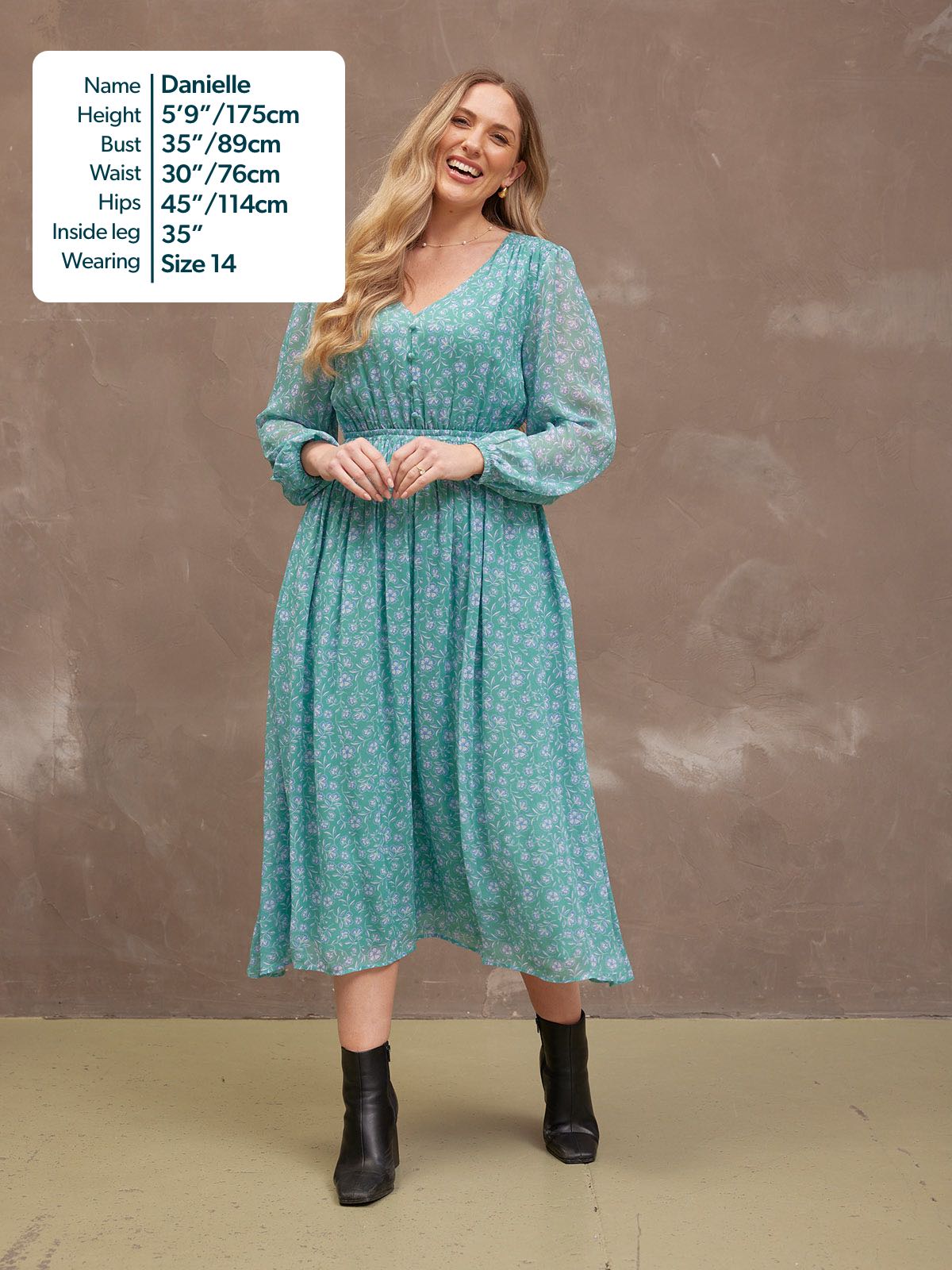 Isla Georgette Dress - Green Floral