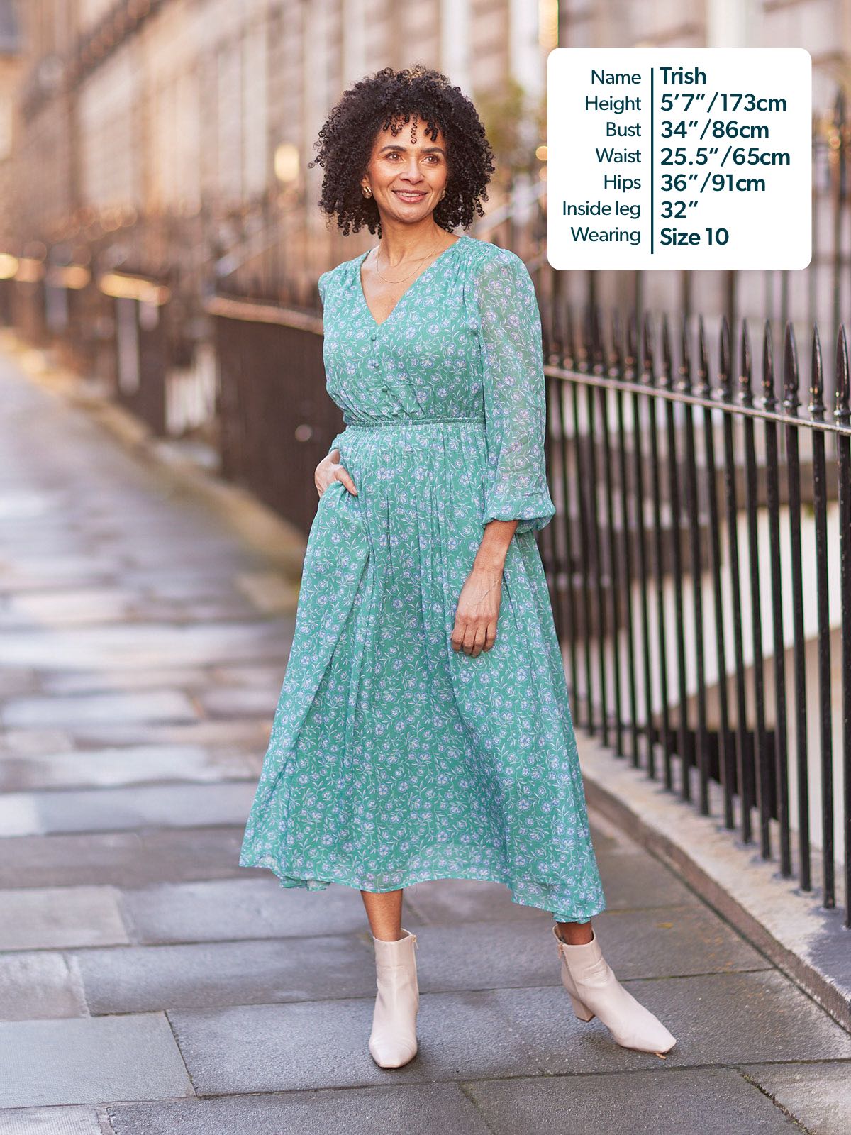 Isla Georgette Dress - Green Floral