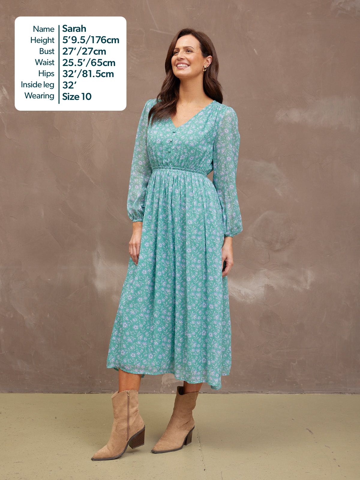 Isla Georgette Dress - Green Floral