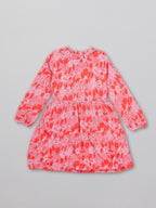 Izzy - Kids Long Sleeve Dress - Pink & Red Floral Print