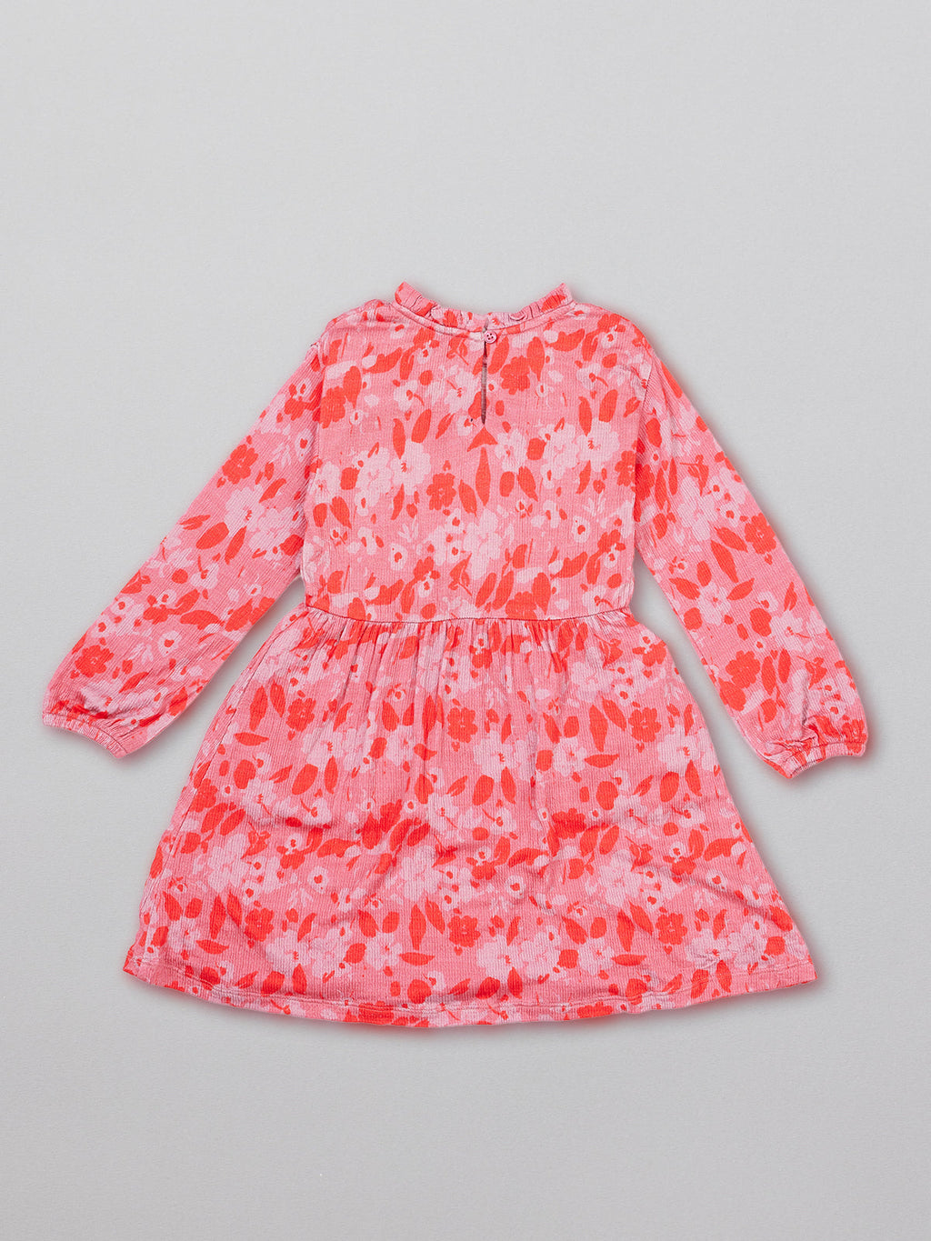 Izzy - Kids Long Sleeve Dress - Pink & Red Floral Print