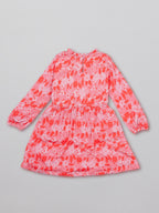 Izzy - Kids Long Sleeve Dress - Pink & Red Floral Print
