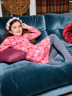 Izzy - Kids Long Sleeve Dress - Pink & Red Floral Print